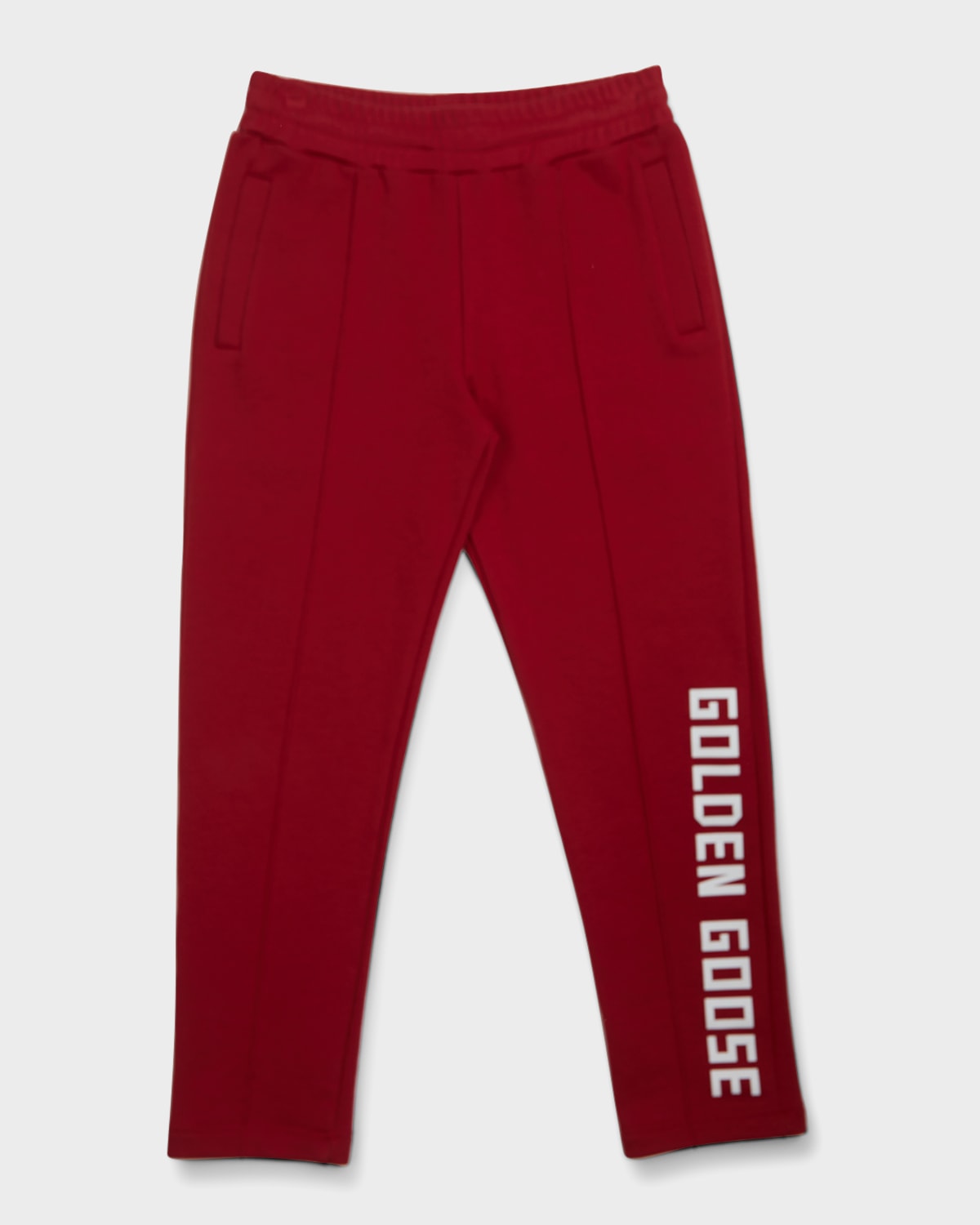 Golden Goose Kids' Boy's Logo-print Tapered Joggers In Tango Red White