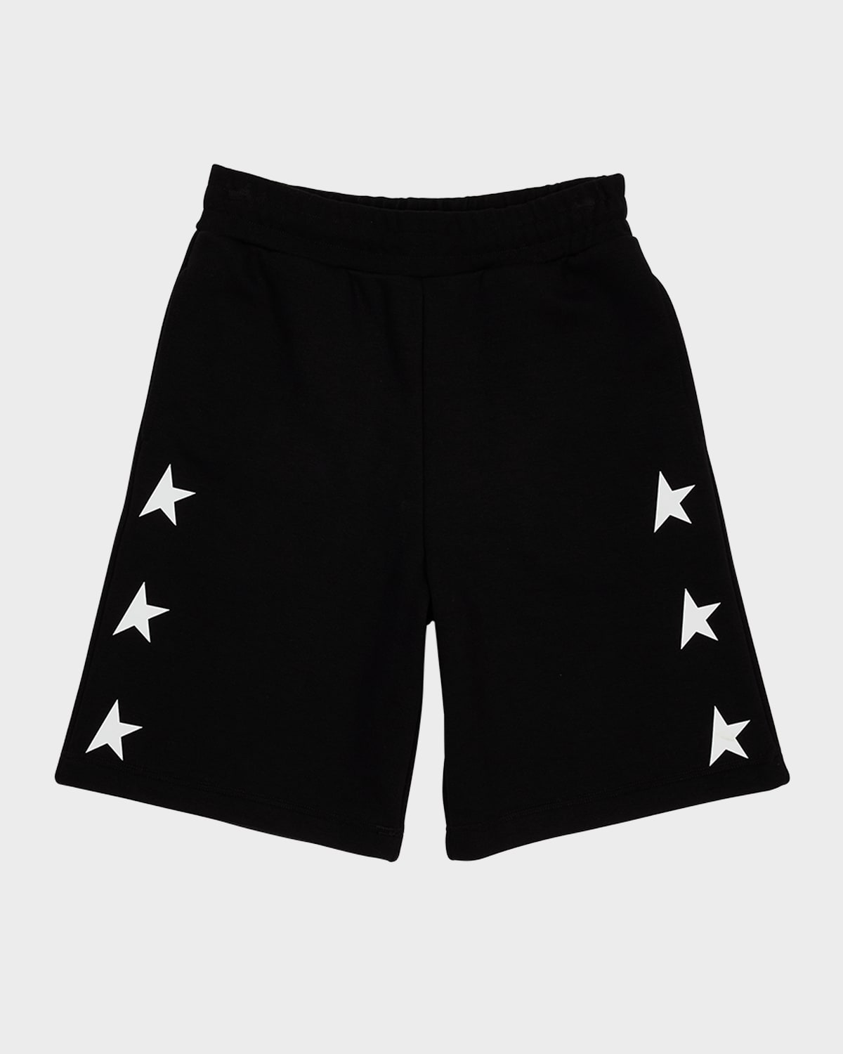 Shop Golden Goose Boy's Star-printed Wide Leg Shorts In Black/white