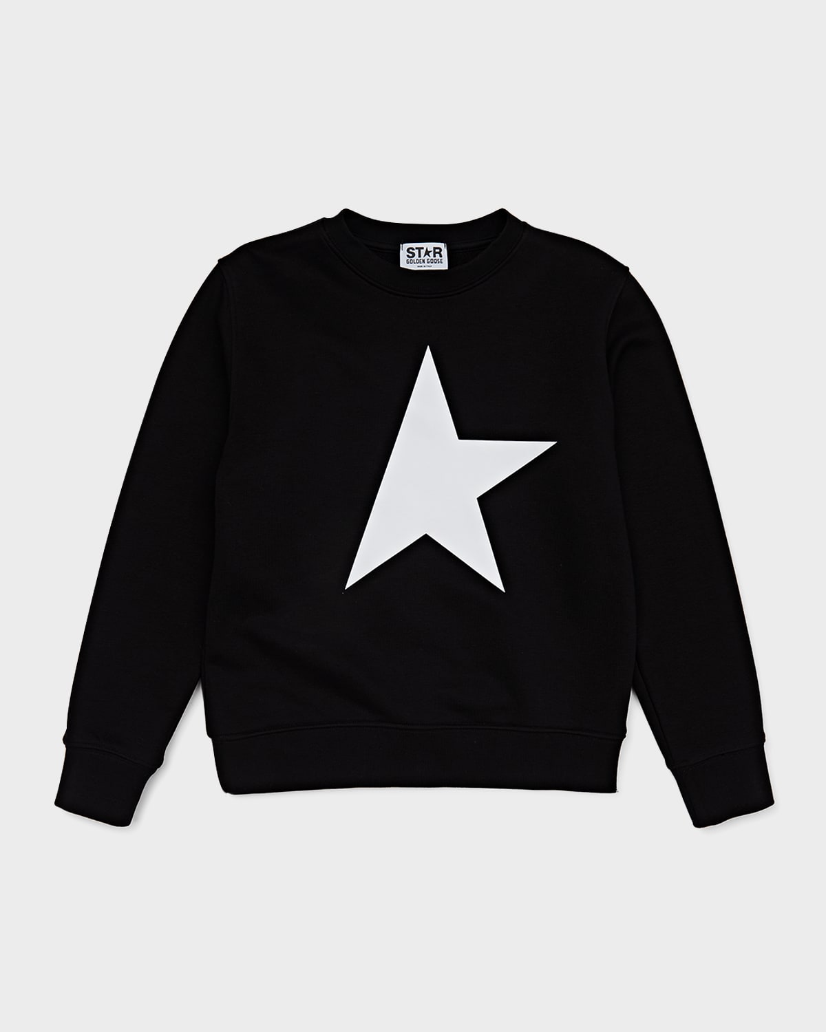 Shop Golden Goose Boy's Crewneck Star Sweatshirt In Black/white