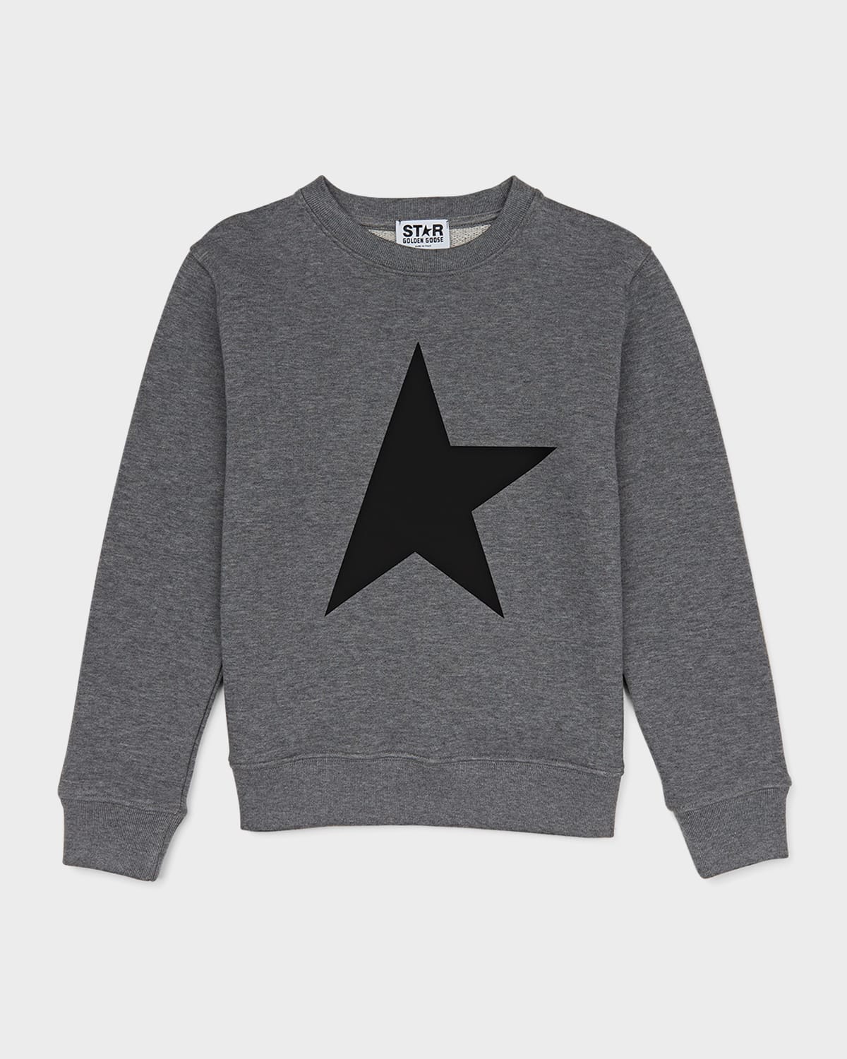 Golden Goose Kids' Boy's Crewneck Star Sweatshirt In Grey Melange/blk