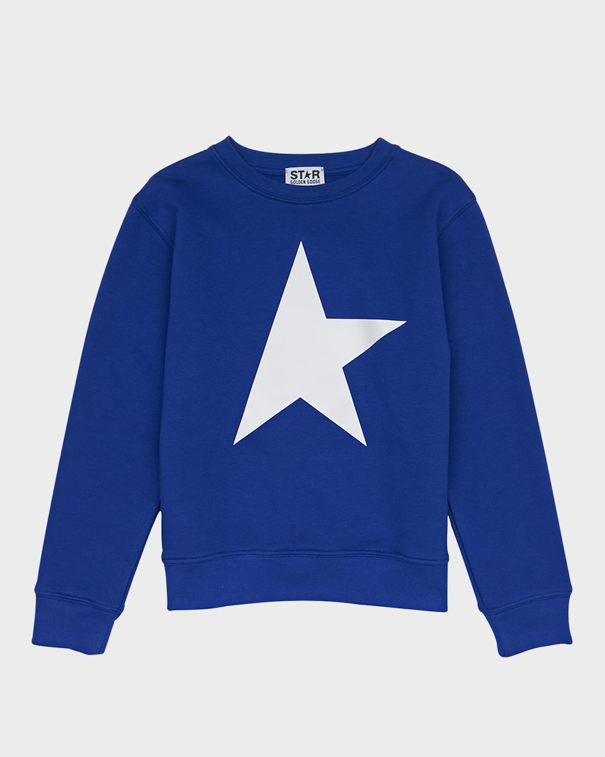 Shop Golden Goose Boy's Crewneck Star Sweatshirt In Blue/white
