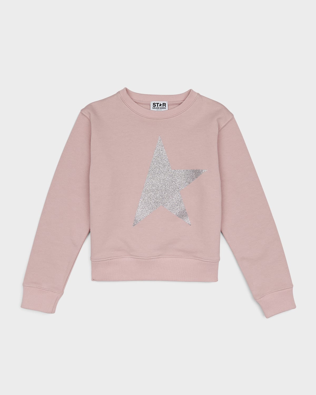 Golden Goose Glitter Star-patch Cotton Sweatshirt In Pink/silver