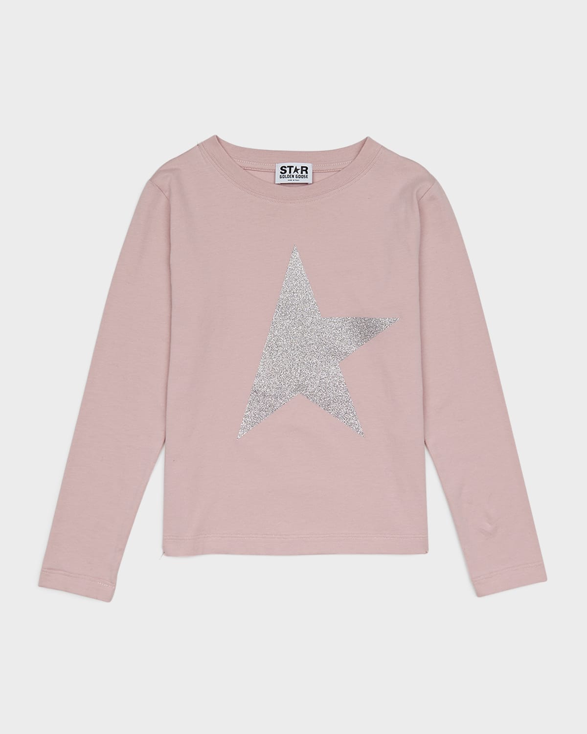 Golden Goose Kids' Girl's Long-sleeve Star T-shirt In Pink/silver