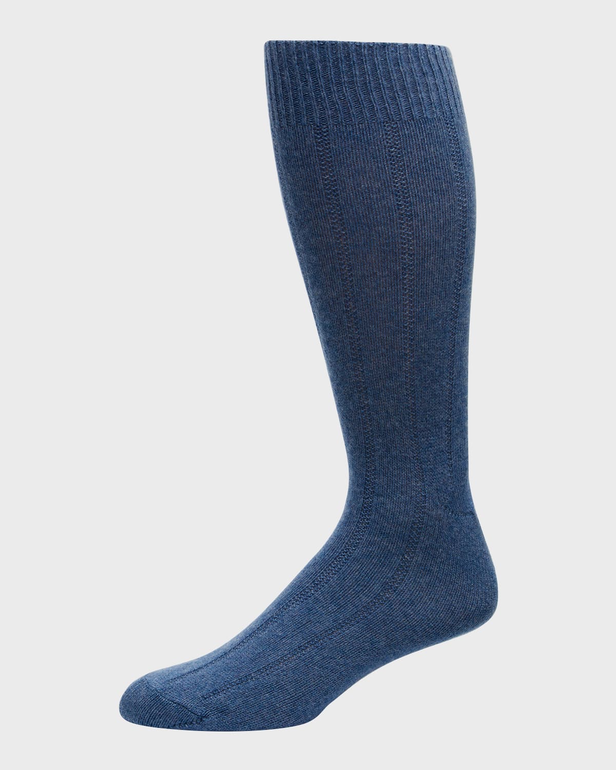 Neiman Marcus Men's Rib Cashmere Crew Socks In D.denim