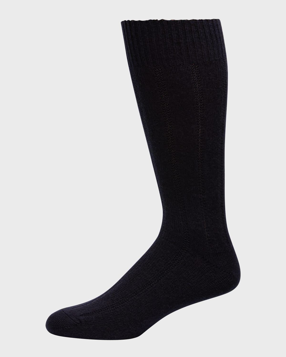 Neiman Marcus Men's Rib Cashmere Crew Socks In Navy