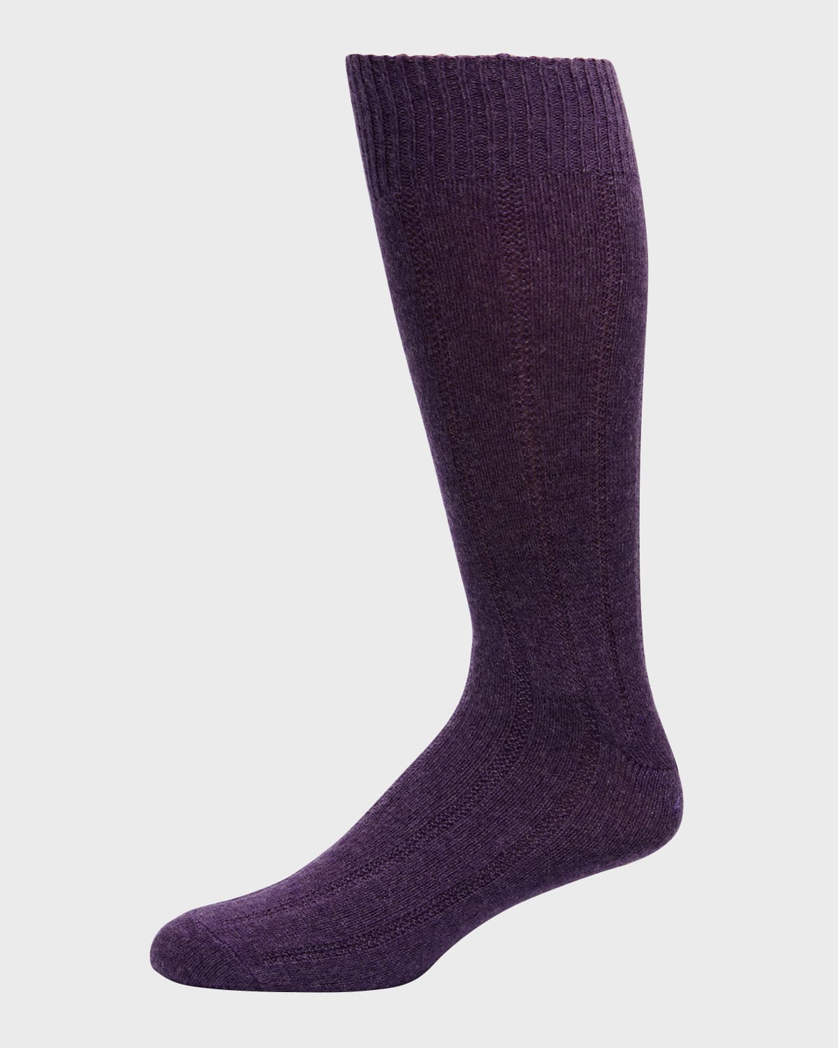 Neiman Marcus Men's Rib Cashmere Crew Socks In Prpl