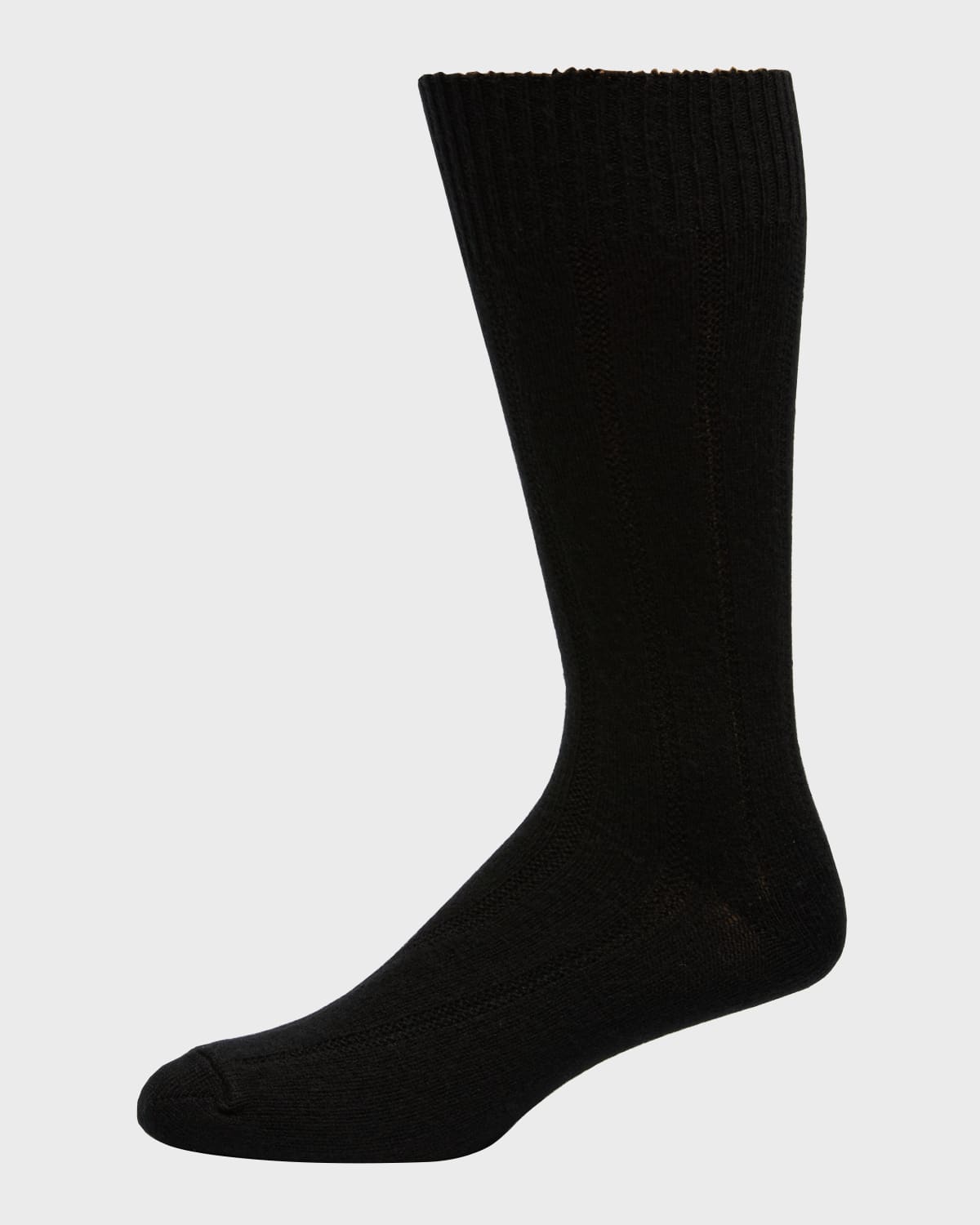 Neiman Marcus Men's Rib Cashmere Crew Socks In Black