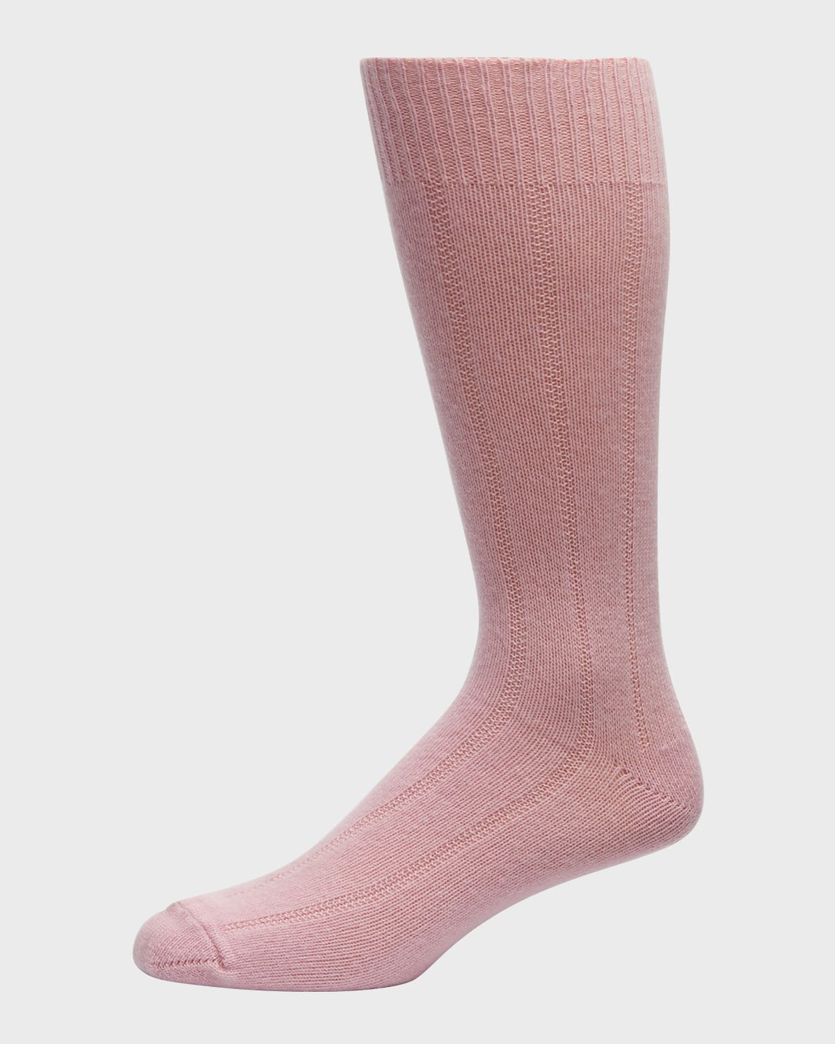 Neiman Marcus Men's Rib-cashmere Crew Socks In Pink