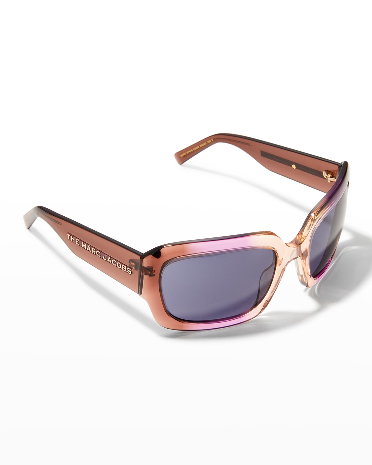 Marc Jacobs Wrap Square Acetate Sunglasses In Purple/brown