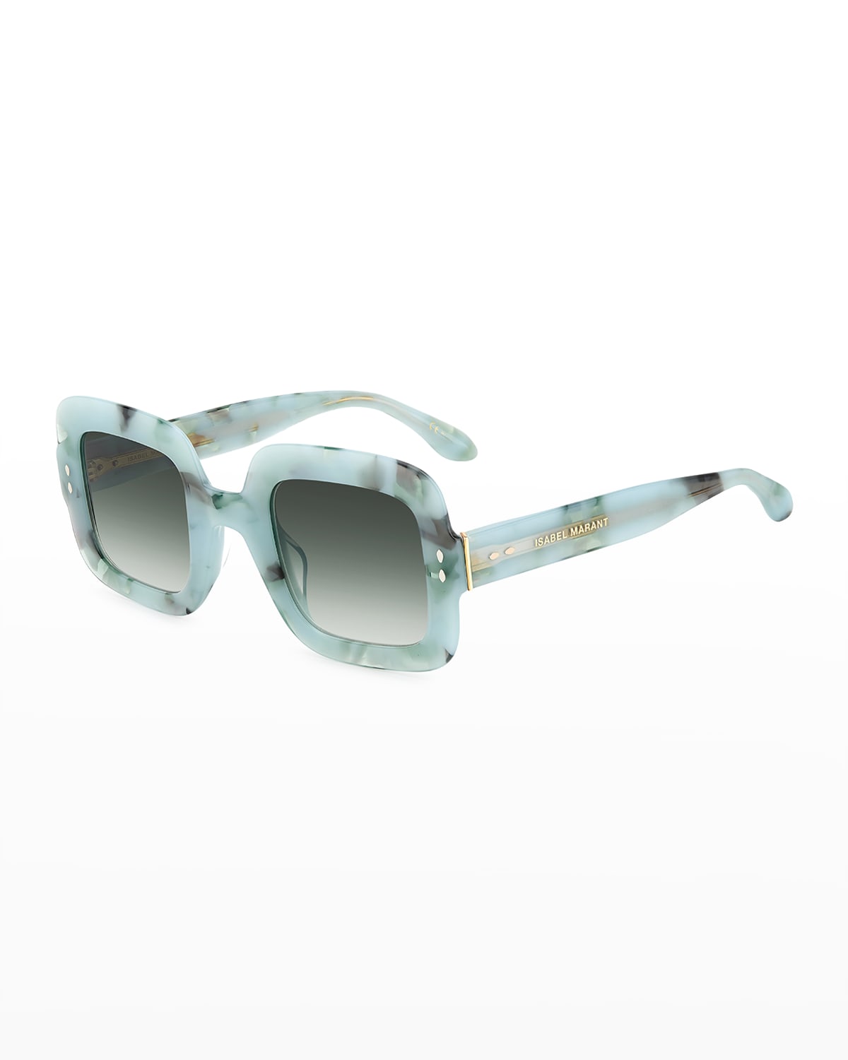 Oversized rectangular marbled-acetate sunglasses