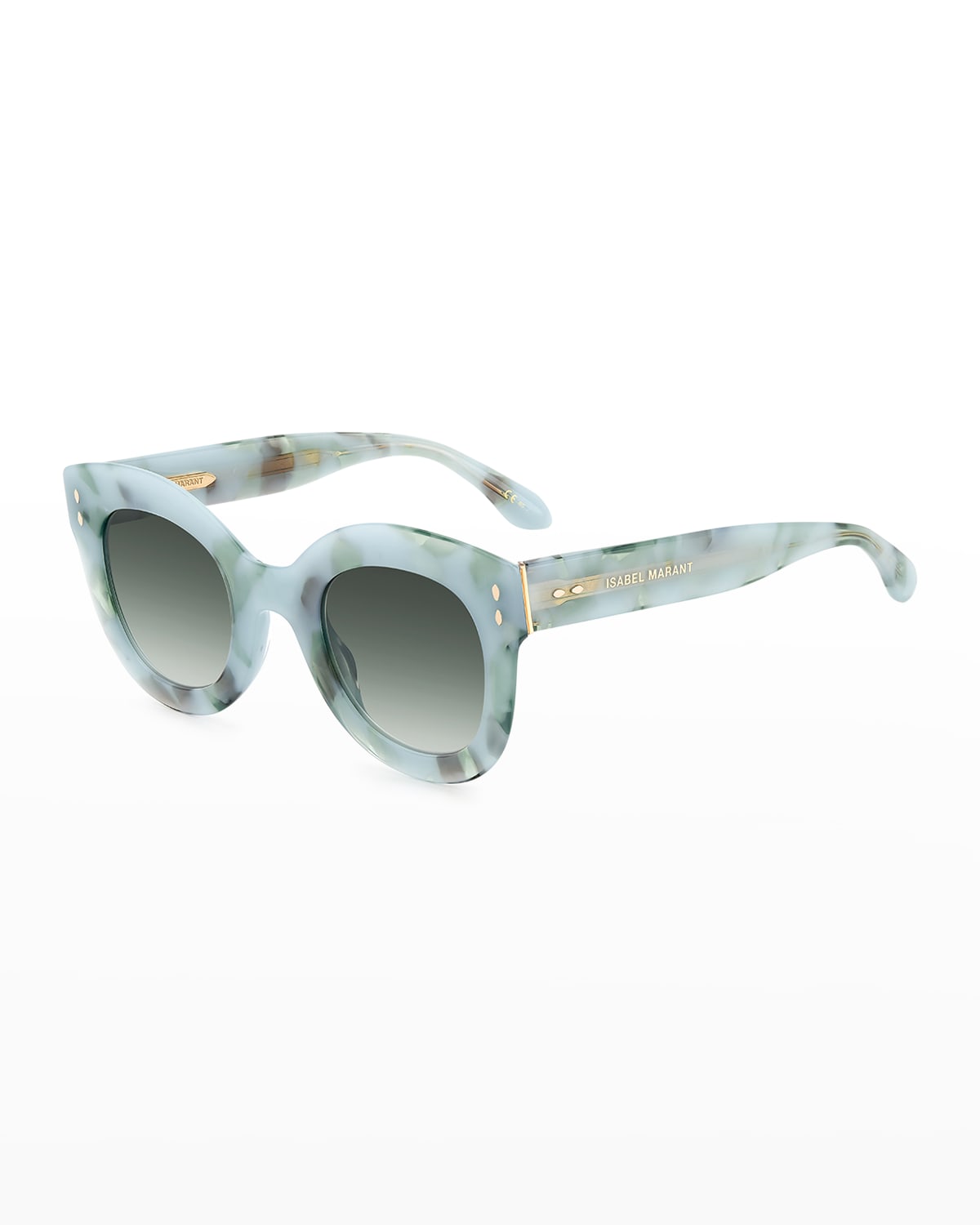 Isabel Marant Round Acetate & Metal Sunglasses In Marble Grey