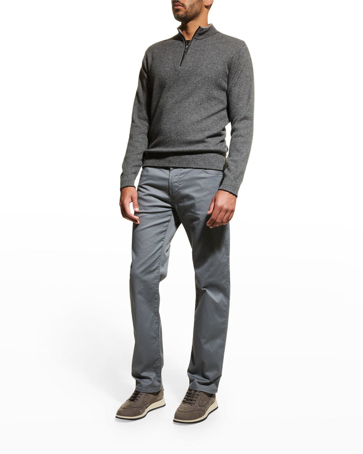 Peter Millar Men's Wool-cashmere Quarter Zip Sweater In Iron