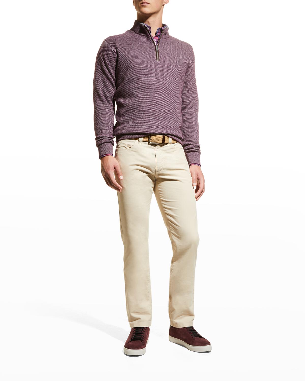 Peter Millar Crown Comfort Cotton Blend Interlock Quarter Zip Pullover In Claret