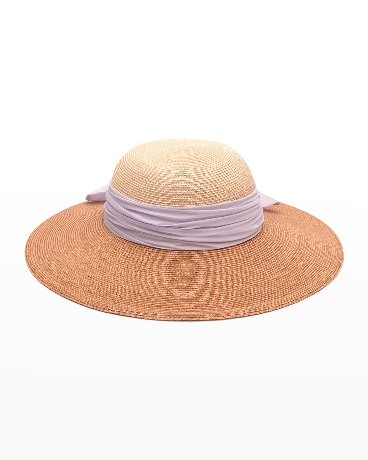 Honey Wide-Brim Sun Hat w/ Silk Scarf
