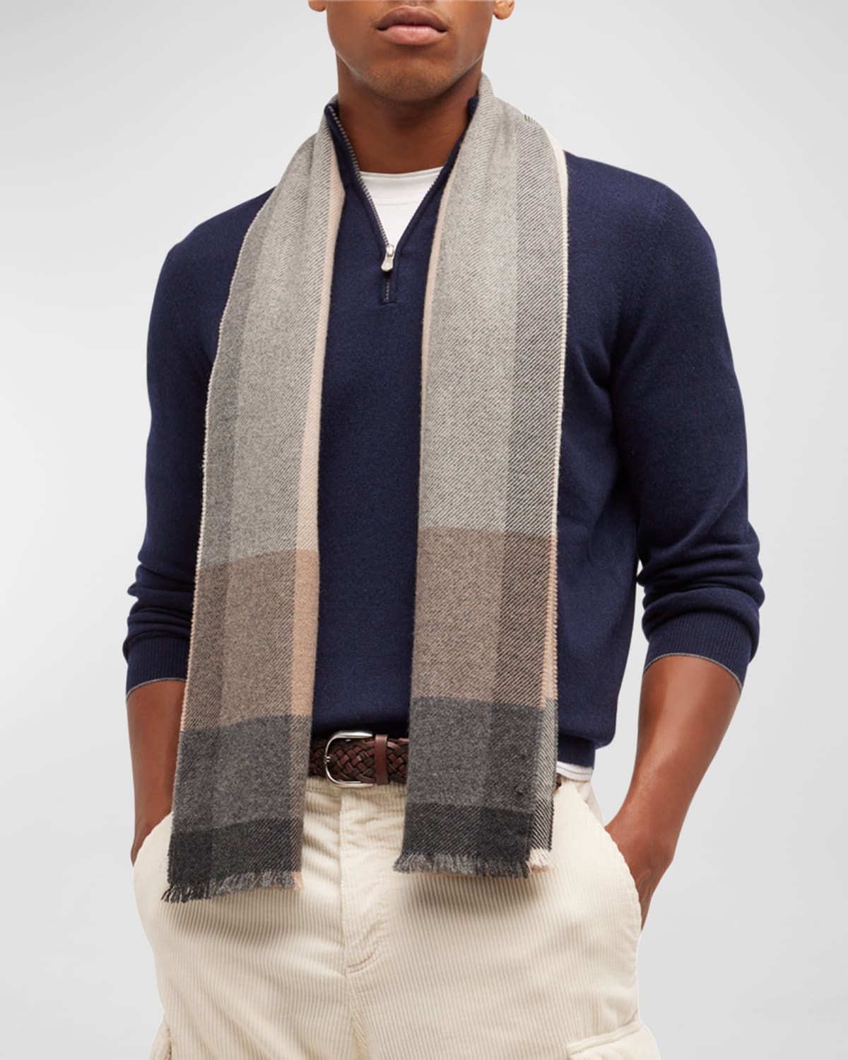 Brunello Cucinelli Men's Wool-cashmere Scarf In Beige