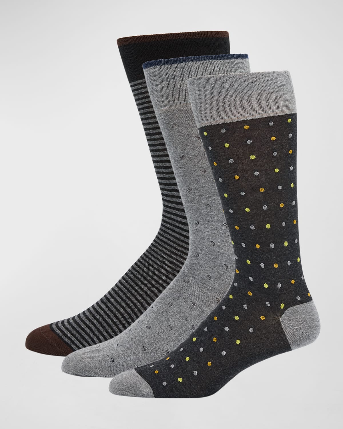 Marcoliani Intarsia-knit Cotton-blend Socks (pack Of Three) In Grey