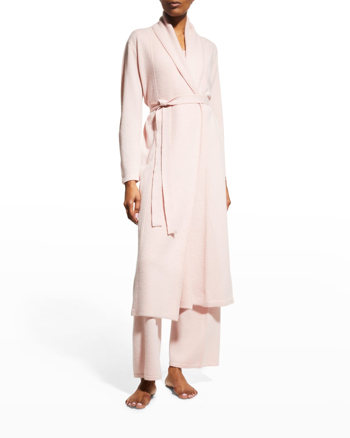 Neiman Marcus Cashmere Collection Belted Wrap Cashmere Robe