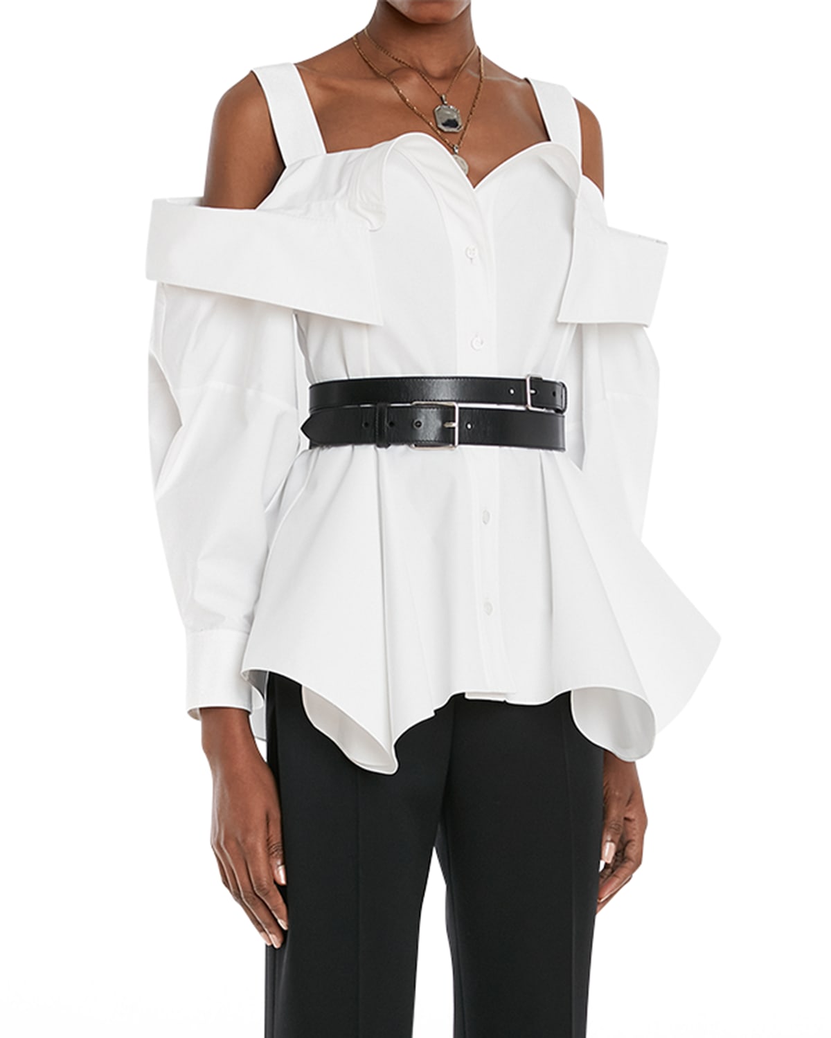 Alexander Mcqueen Cotton Poplin Deconstructed Shirt In White