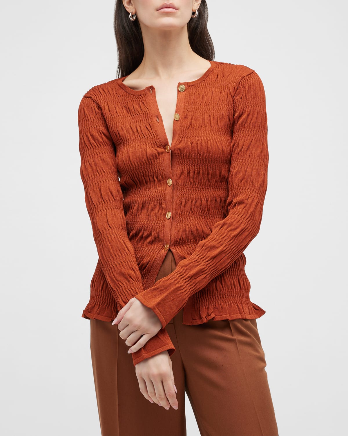 Tove Evanne Button-Front Ruched Cardigan