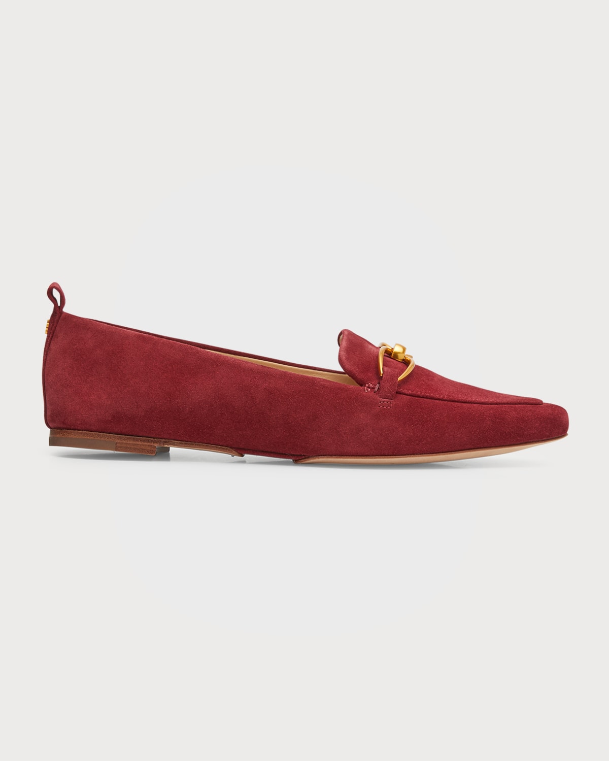 Veronica Beard Champlain Suede Chain Loafers In Maroon