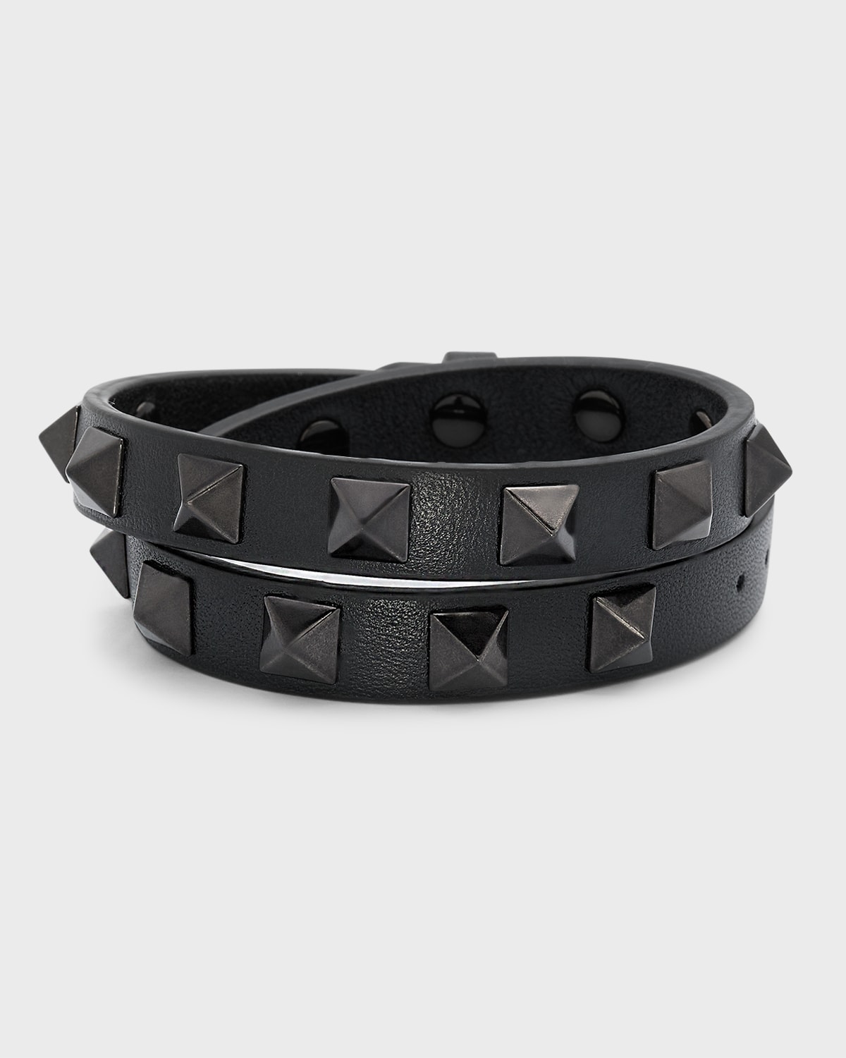Valentino Garavani Rockstud Tonal Double Strap Leather Bracelet