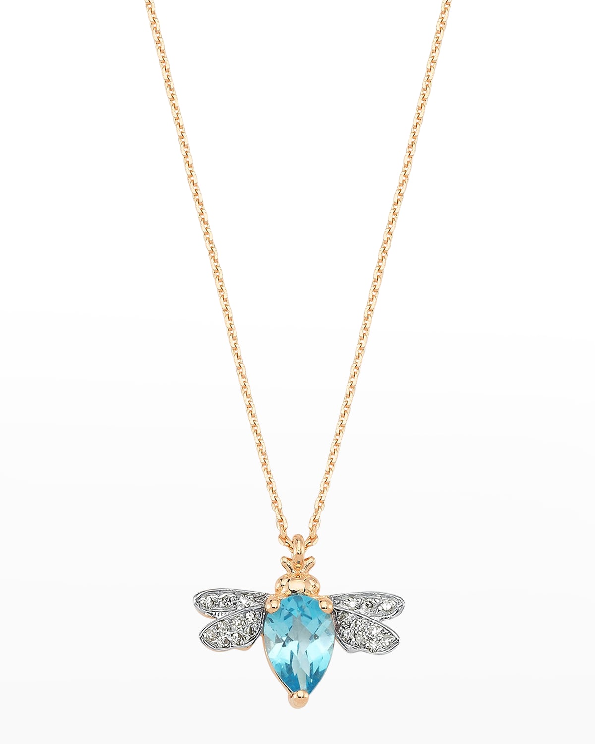 Diamond and Blue Topaz Bee Necklace