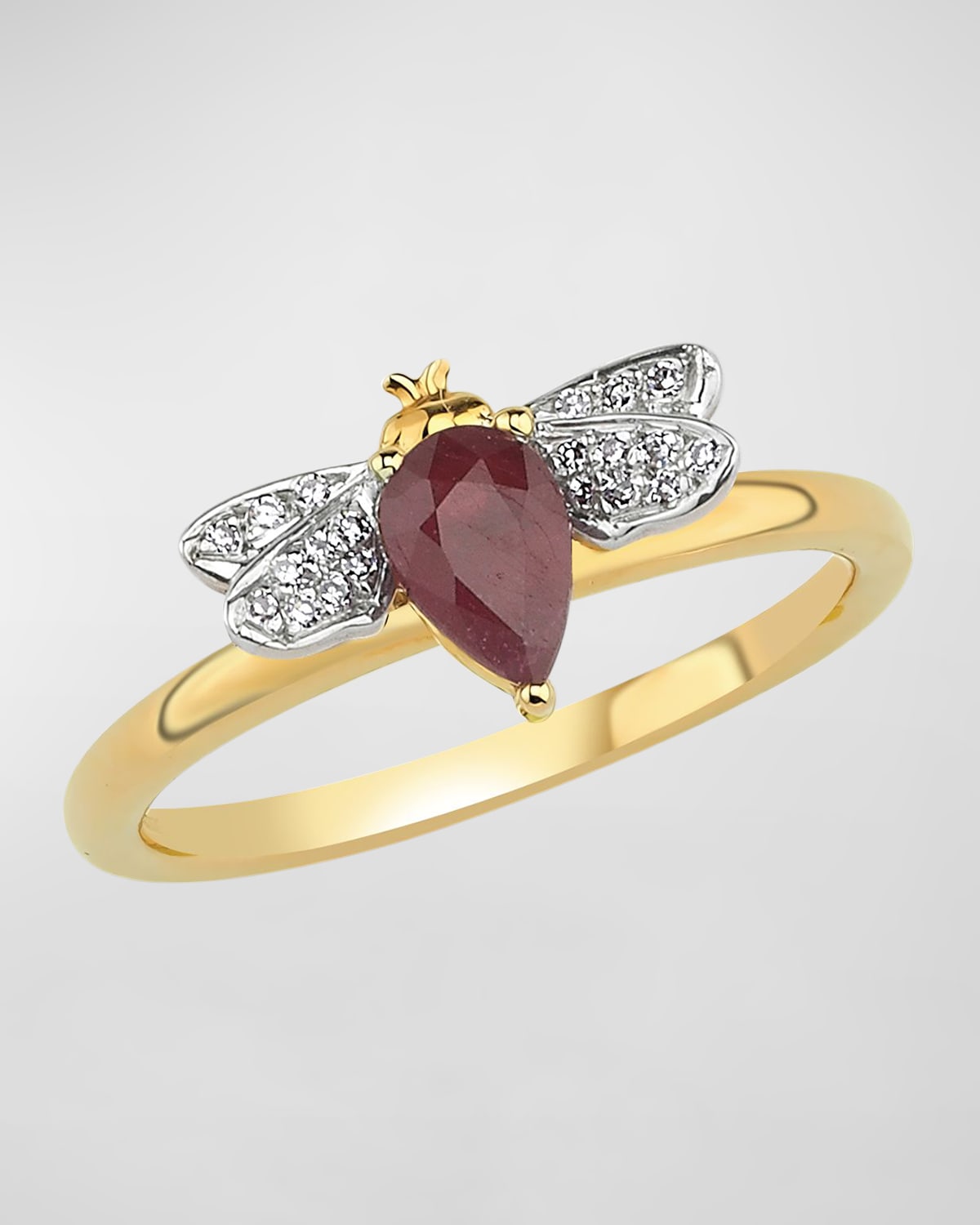 Diamond and Ruby Bee Ring