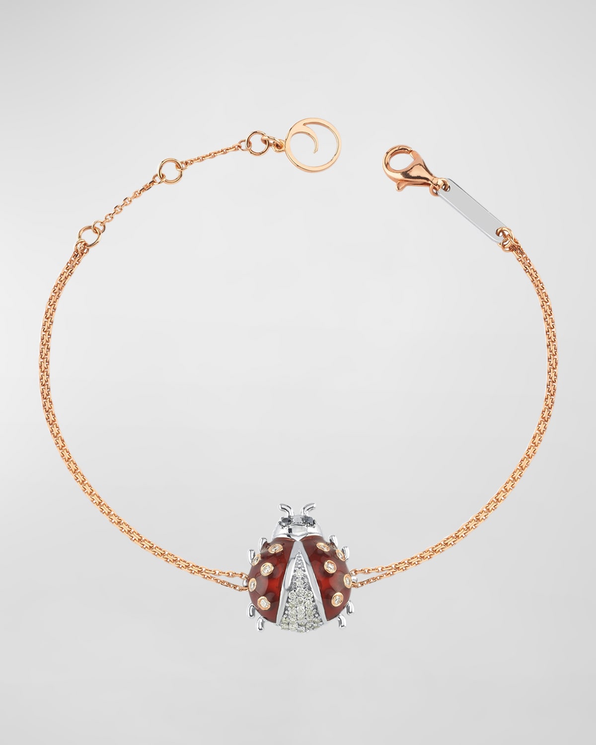 BeeGoddess Ladybug Soft Bracelet with Enamel and Diamonds