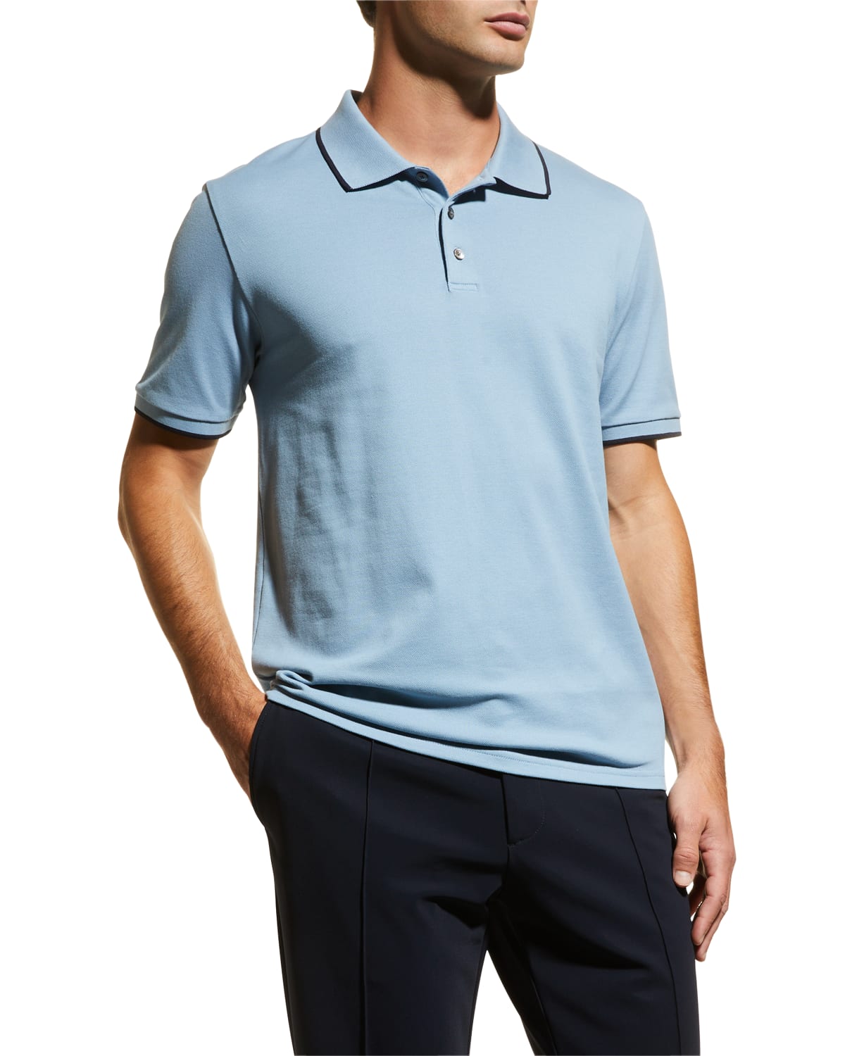 Tipped pique polo shirt hot sale