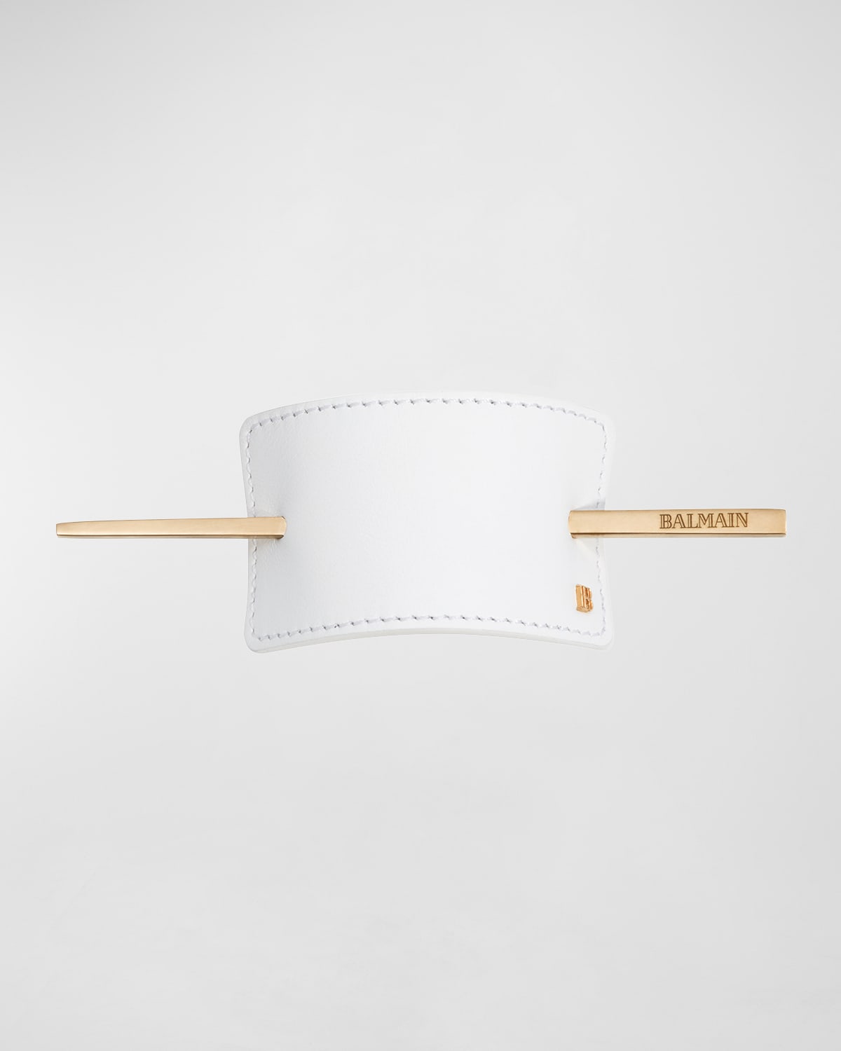 Shop Balmain Hair Leather Hair Barrette In White