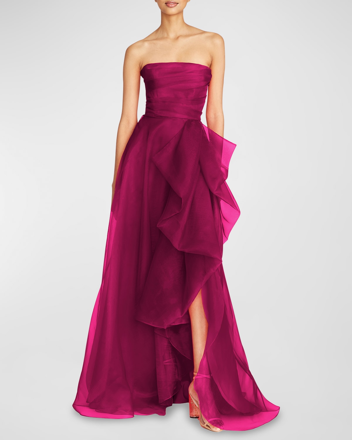 THEIA TERESA DRAPED STRAPLESS GOWN