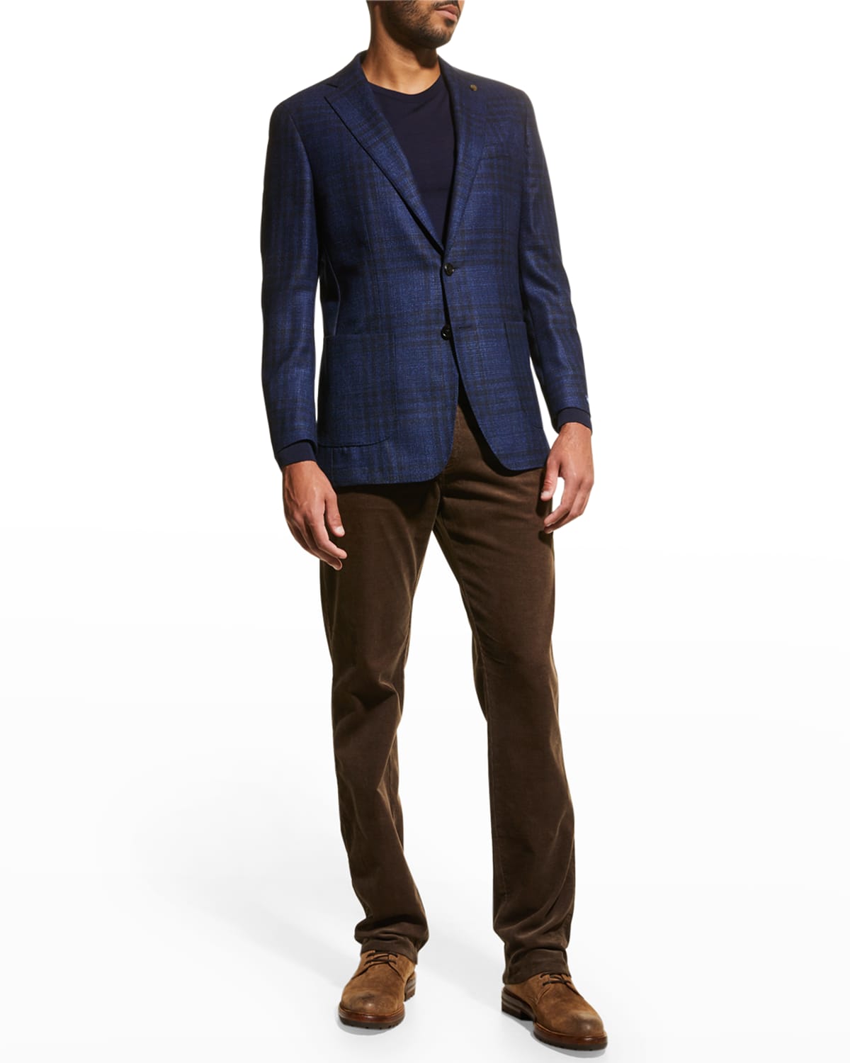 Peter Millar Men's Wool-Silk Check Sport Jacket