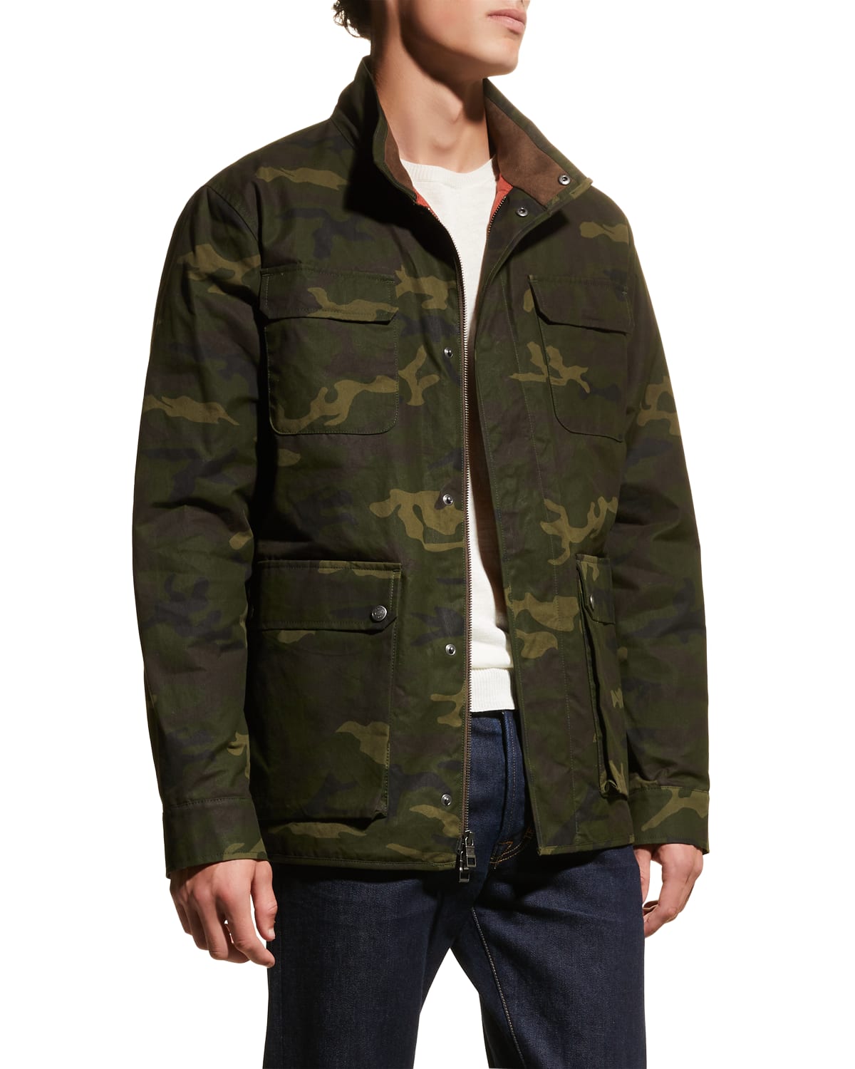 Peter Millar Men's Waxed Cotton Camouflage Field Jacket