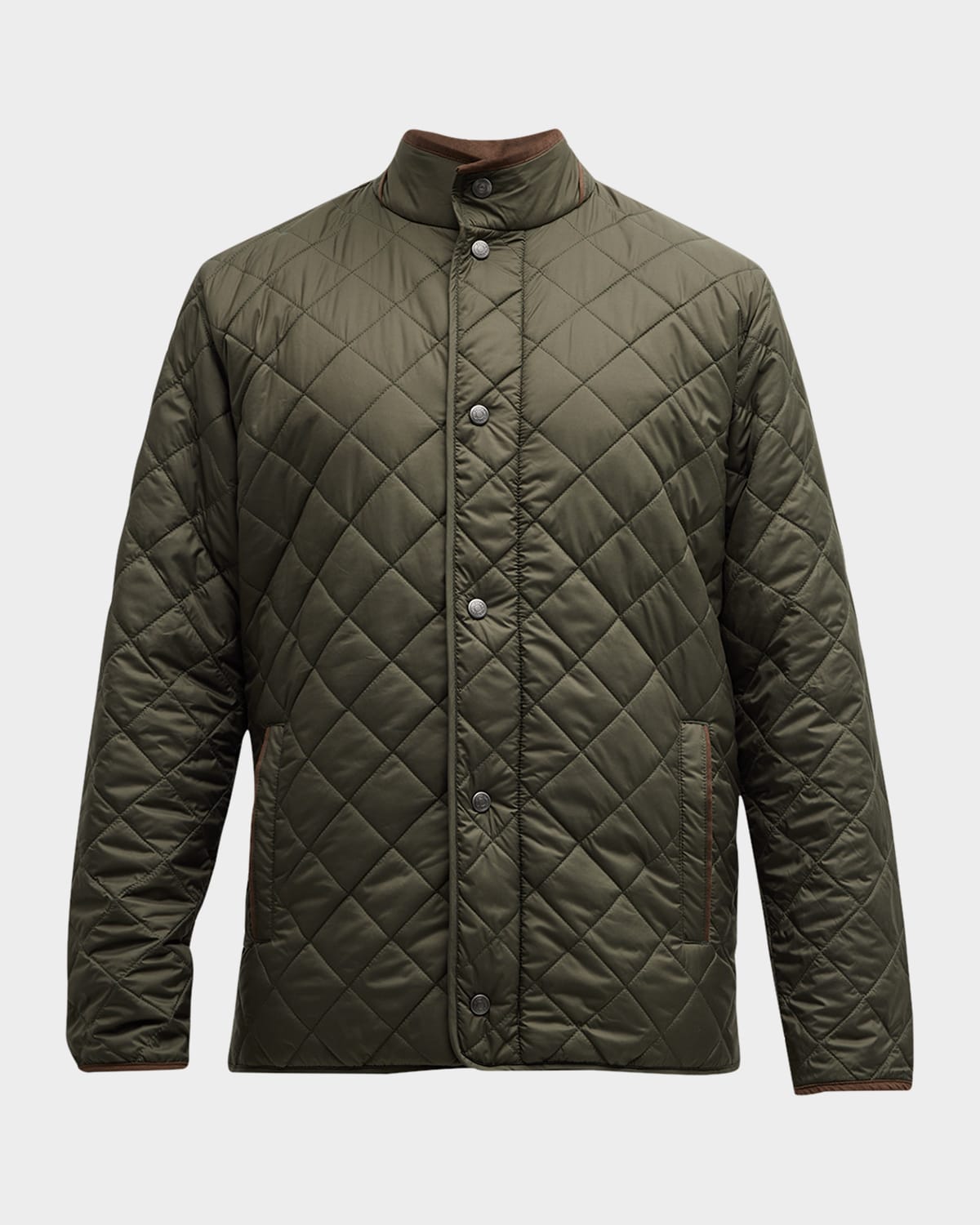 Peter Millar Men's Suffolk Quilted Travel Coat In Olive