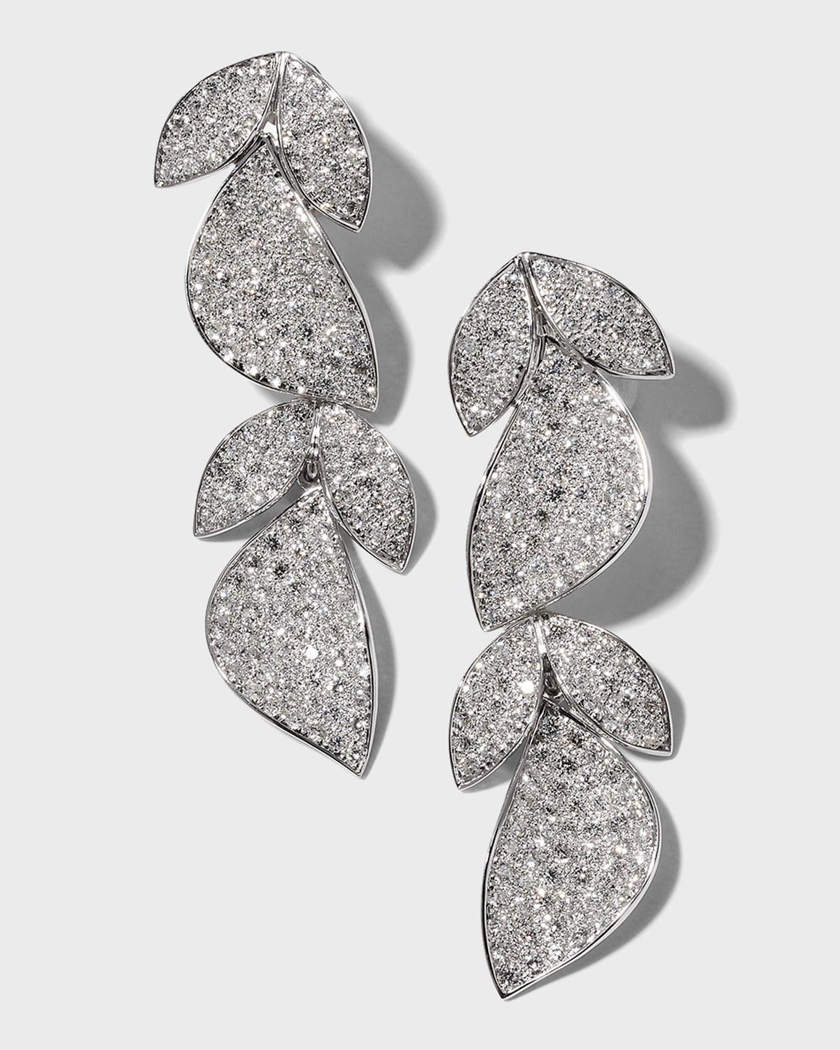 Alexander Laut White Gold Pave Diamond Leaf Earrings