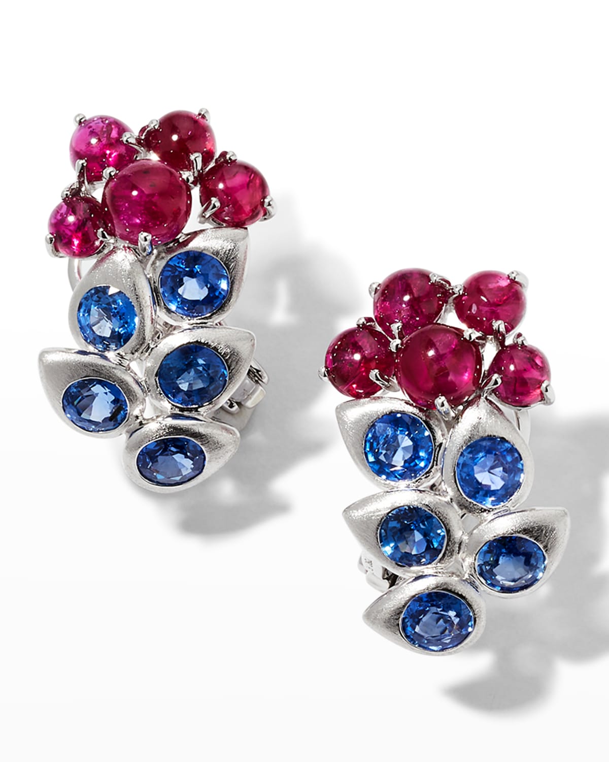Alexander Laut White Gold Sapphire And Cabochon Ruby Grape Earrings
