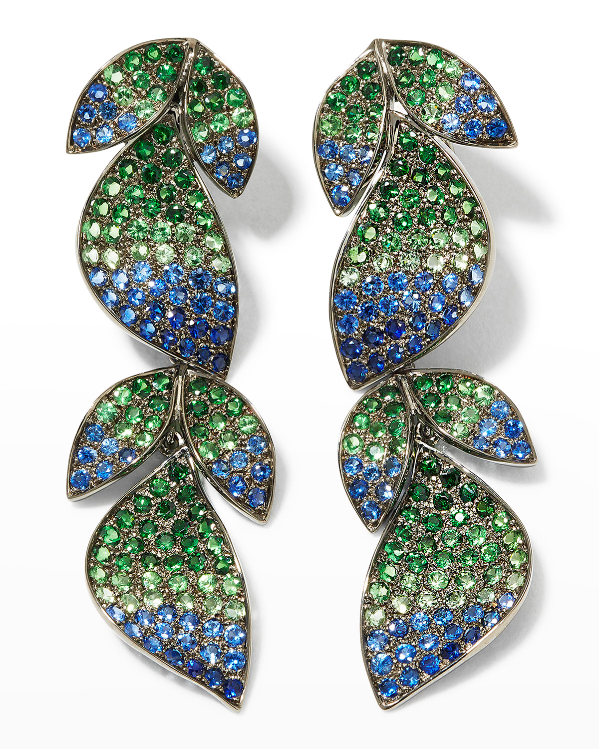 Alexander Laut Tsavorite And Sapphire Leaf Earrings