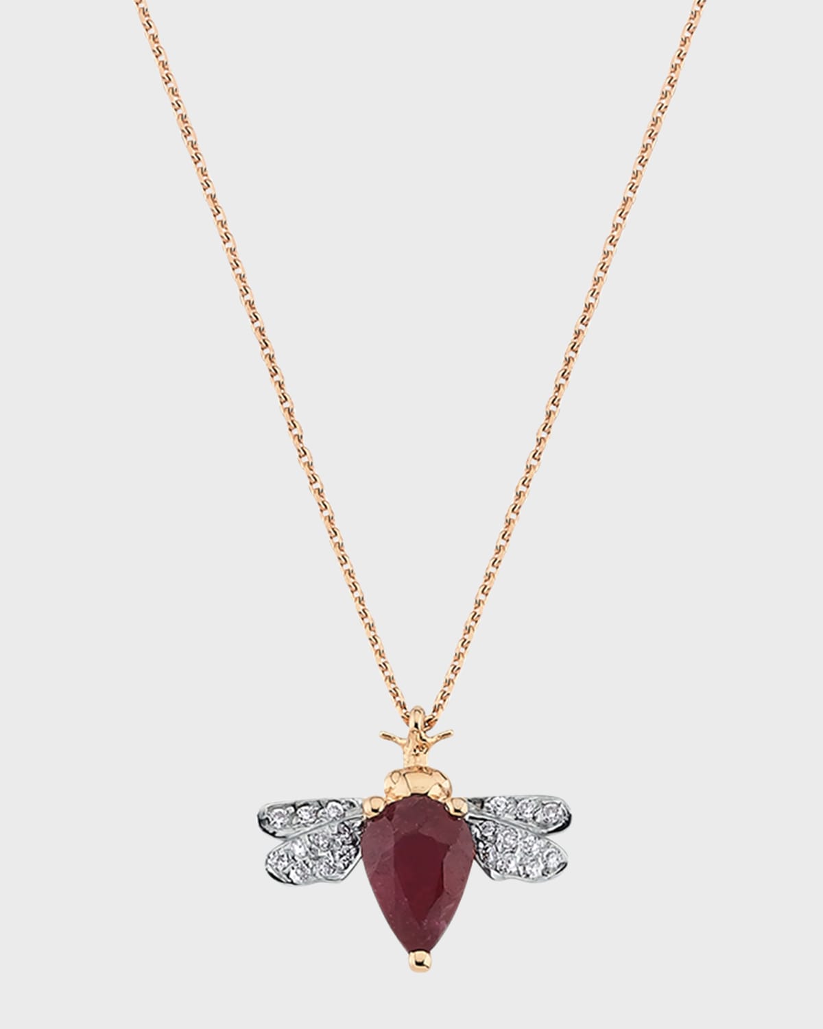 Diamond and Ruby Bee Necklace
