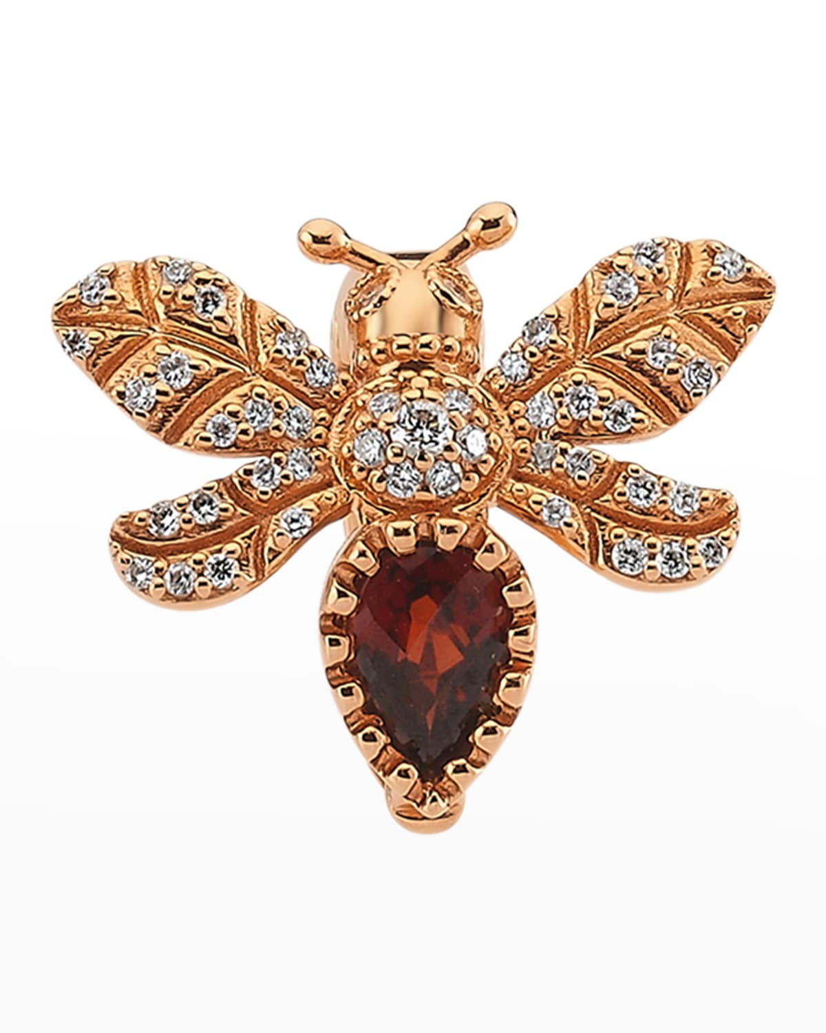 Diamond and Garnet Bee Earring, Single