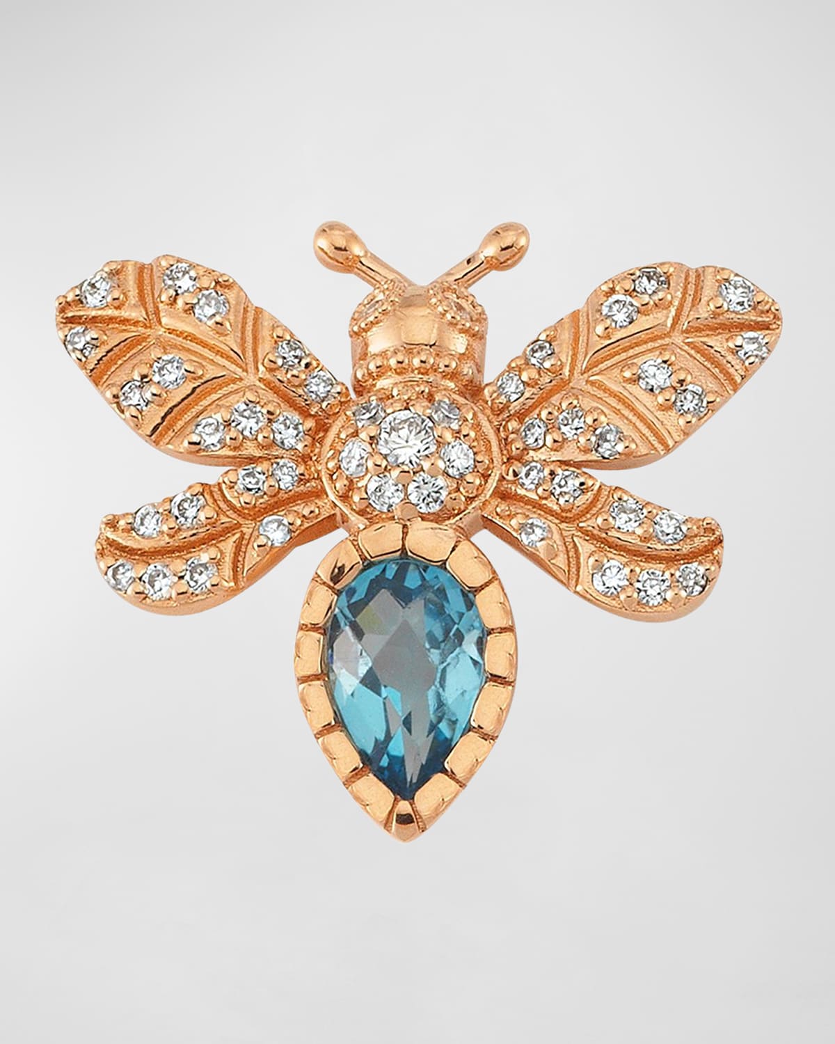 Diamond and Blue Topaz Bee Earring, Single