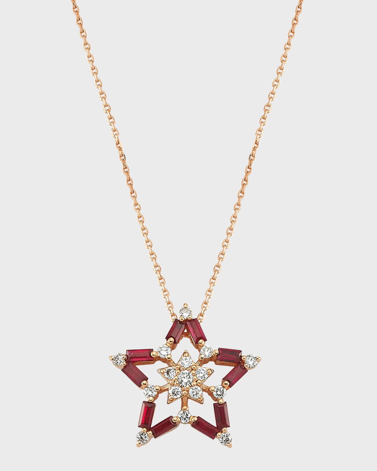 BeeGoddess Sirius Diamond and Ruby Pendant Necklace