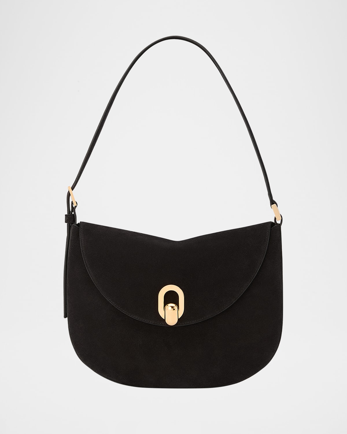 Savette The Small Tondo Hobo Suede Calf Leather In Black