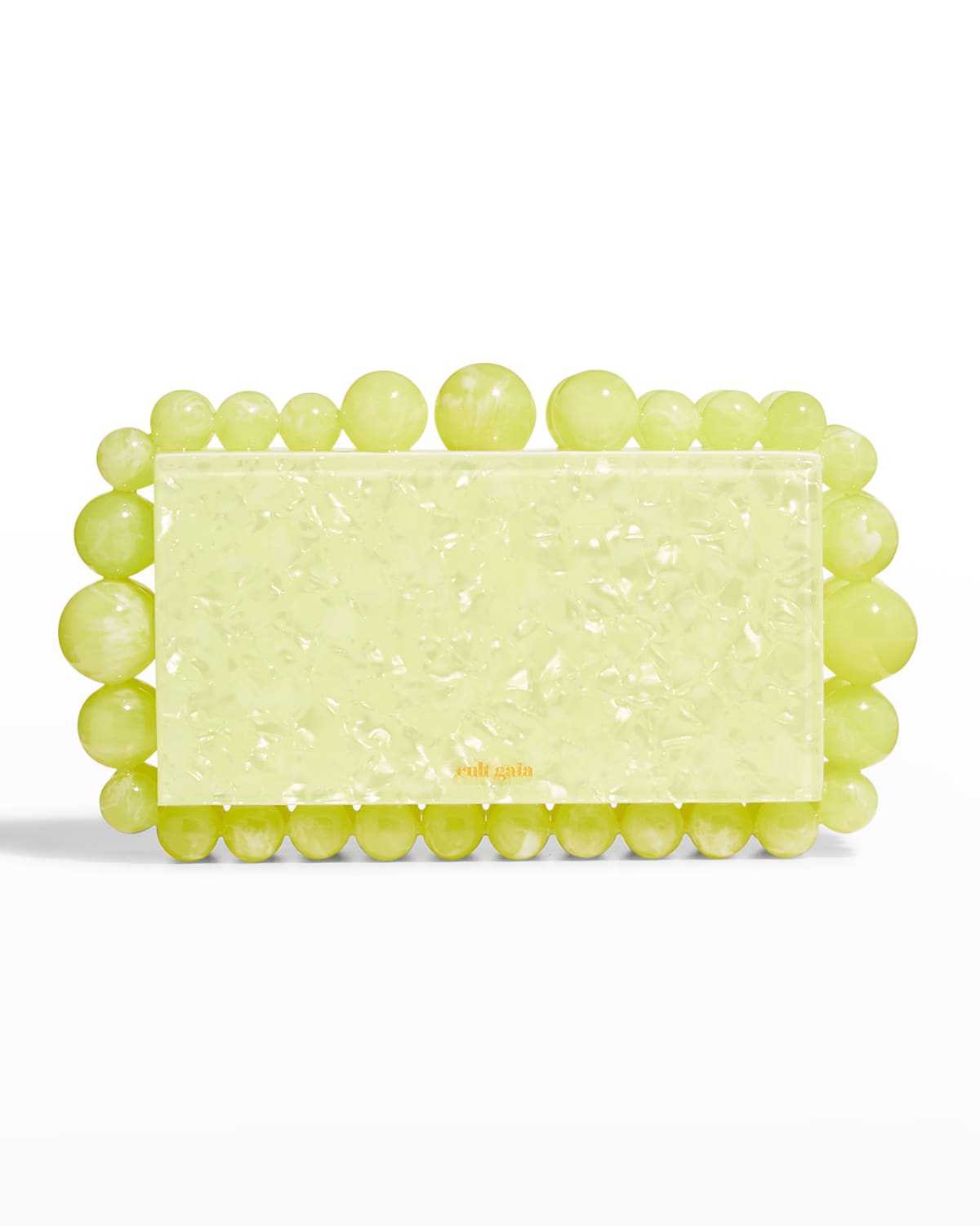 Cult Gaia Eos Beaded Acrylic Clutch Bag In Yellow