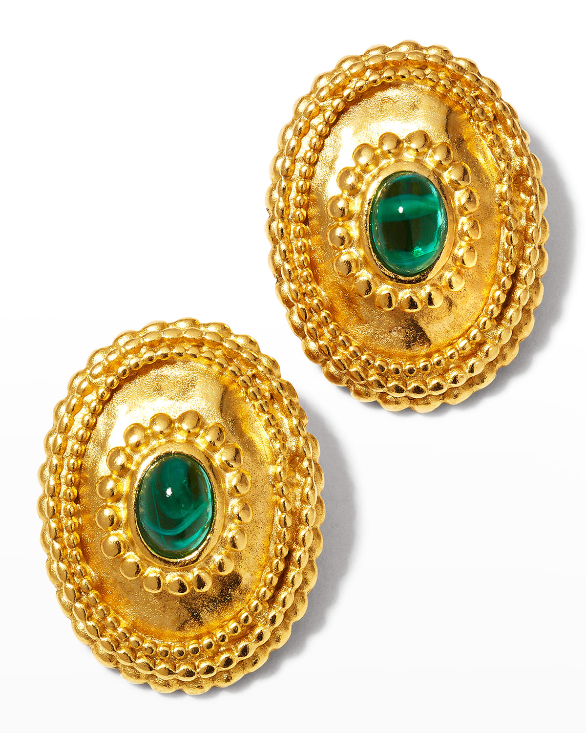 Ben-amun Emerald Glass Clip-on Earrings In Green