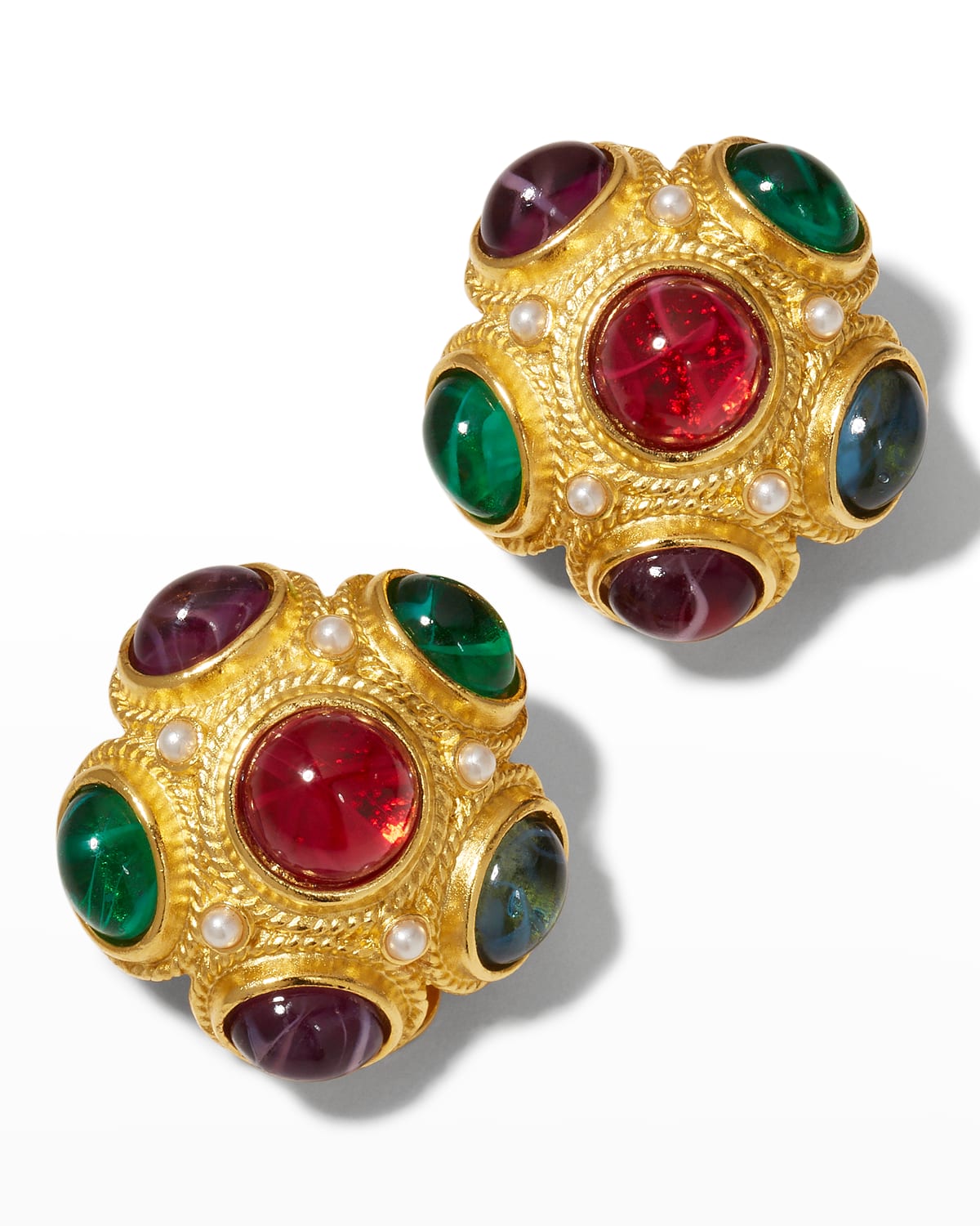 Ben-amun Multi-stone Gold Clip-on Earrings