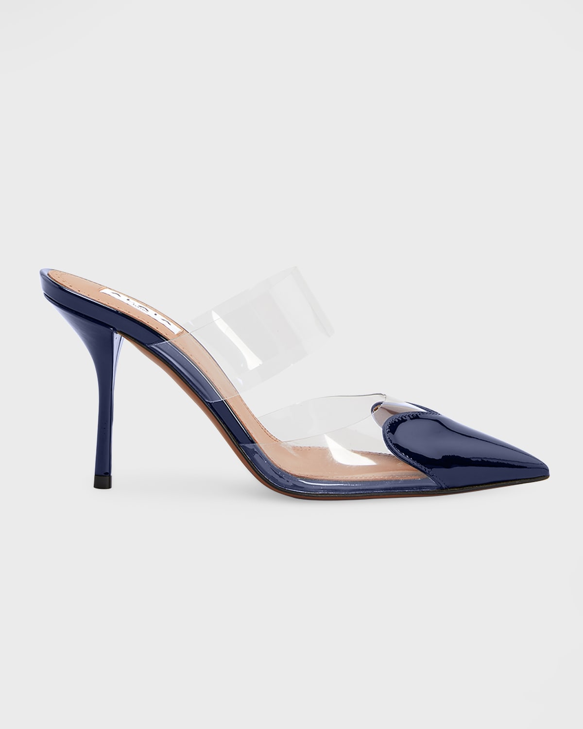 ALAÏA COEUR CLEAR CAP-TOE MULE PUMPS 
