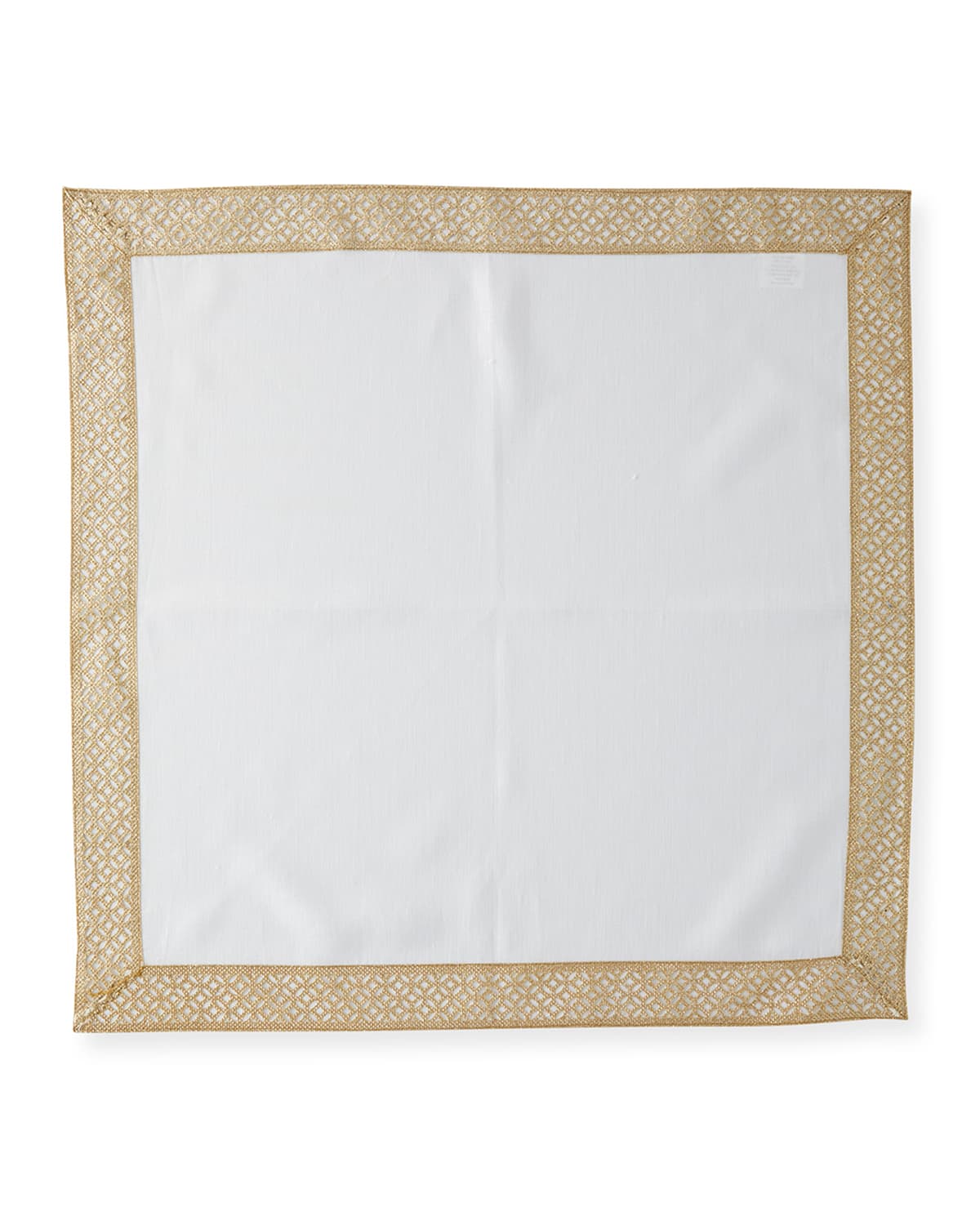 Nomi K Metallic Arabesque Border Linen Napkin Set Of 4 In White/gold