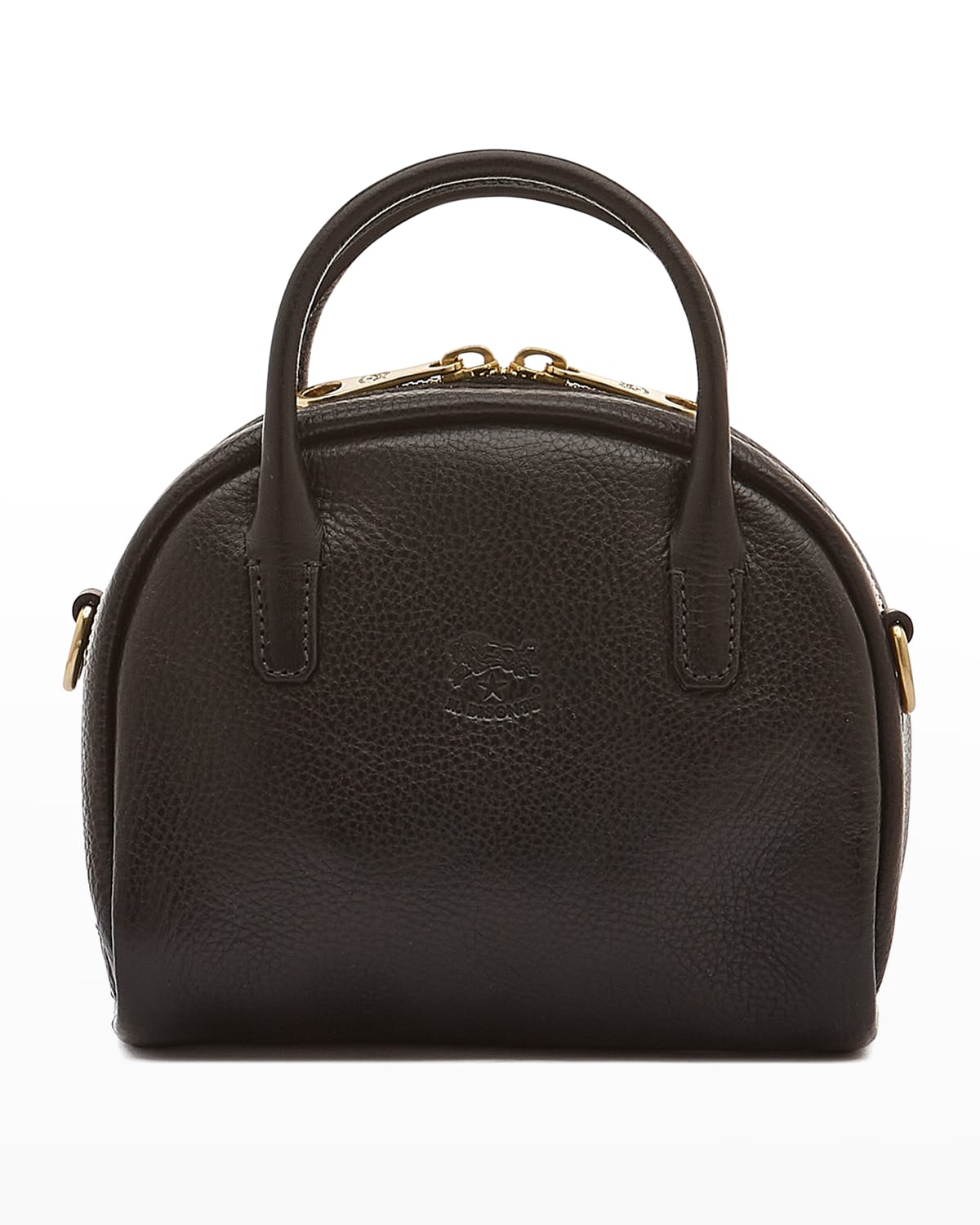Il Bisonte Quercia Zip Leather Top-handle Bag In Black