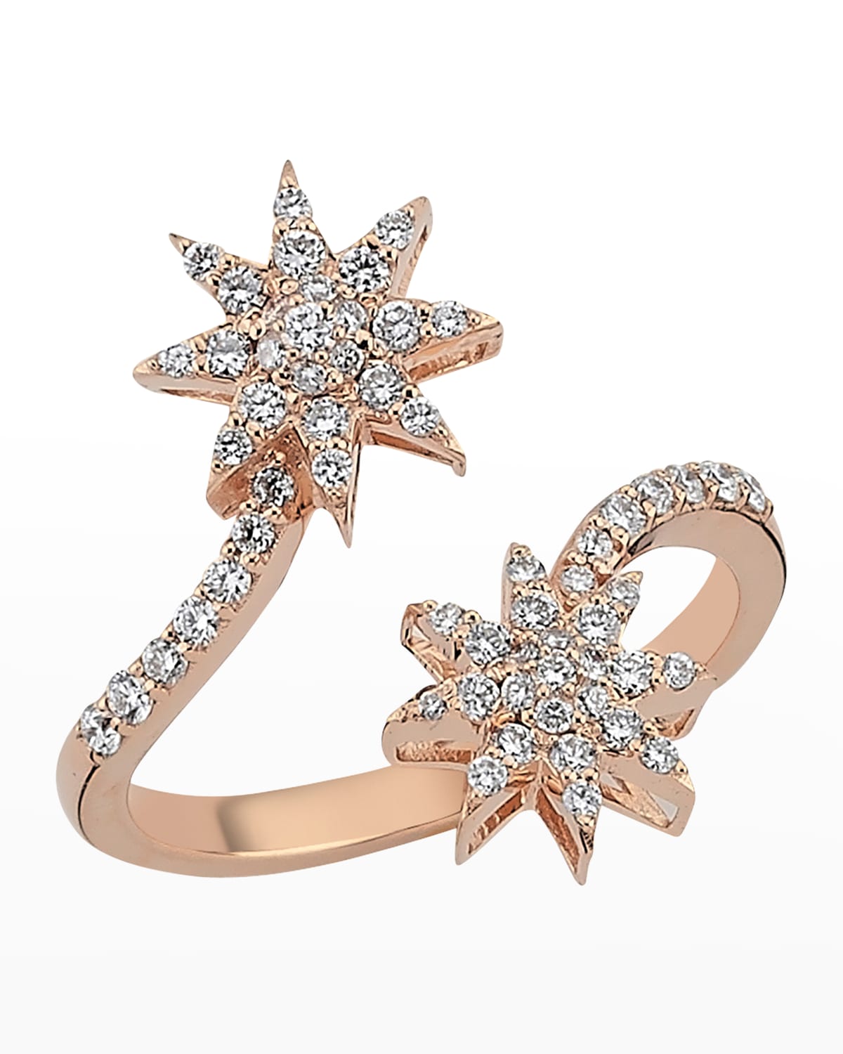 Venus Star Diamond Bypass Ring, Size 7