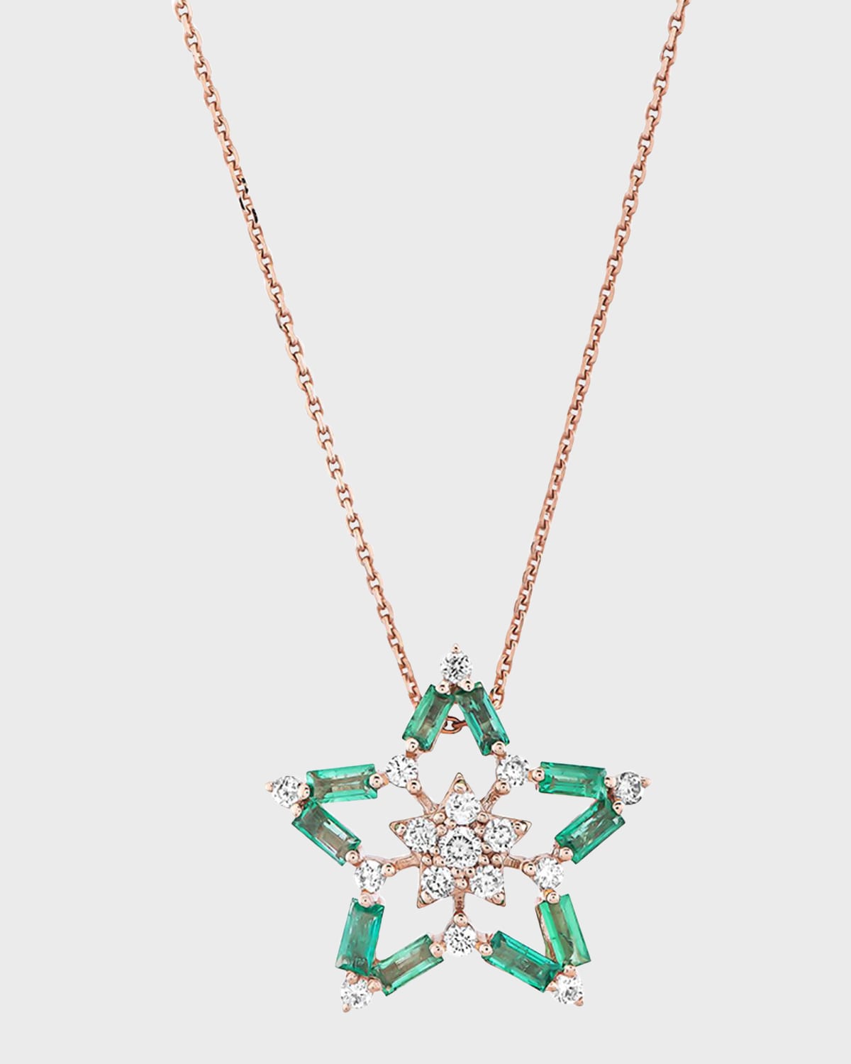 Sirius Diamond and Emerald Pendant Necklace